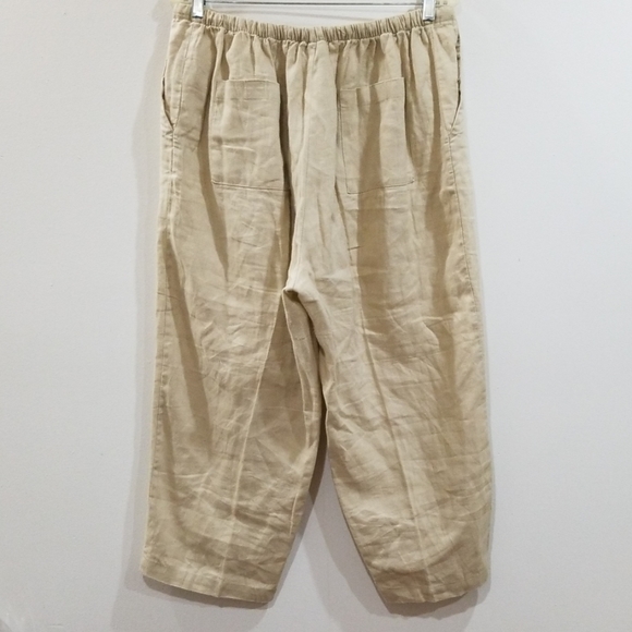 Bridge water studio tan100% linen capri pants set - Picture 4 of 16